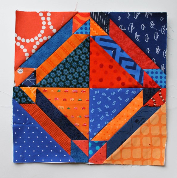 modern scrap quilt take on gretchen block pattern