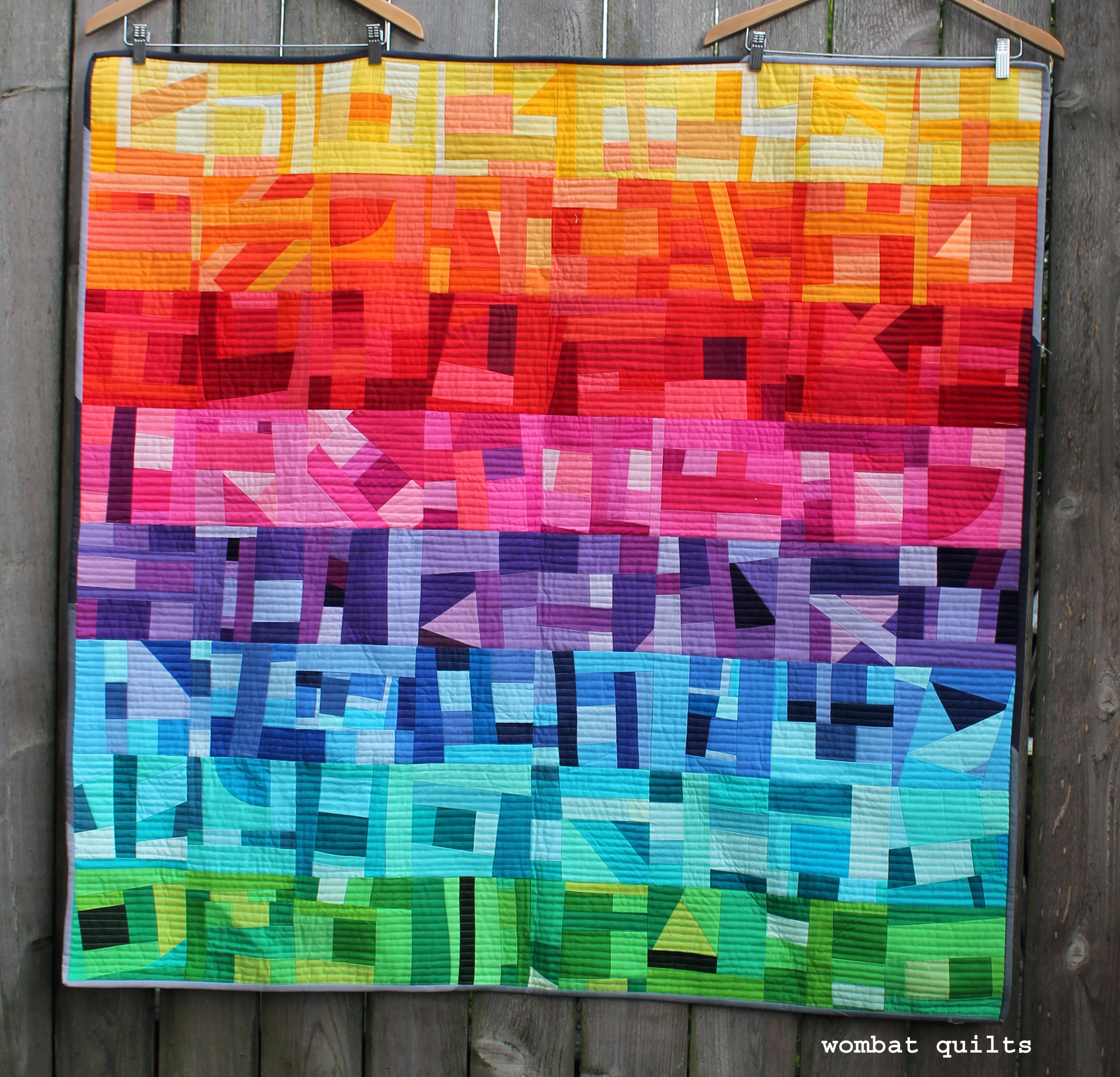 rainbow improv quilt